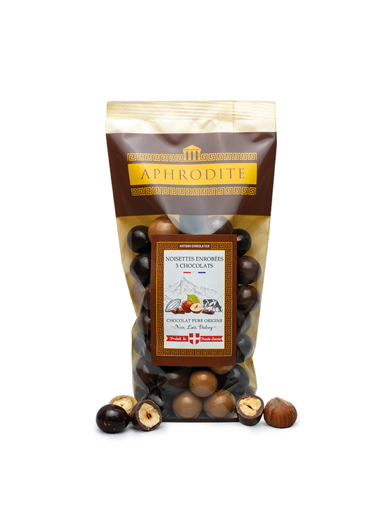 Billes de Noisettes en Chocolat – Noir, Lait & Dulcey