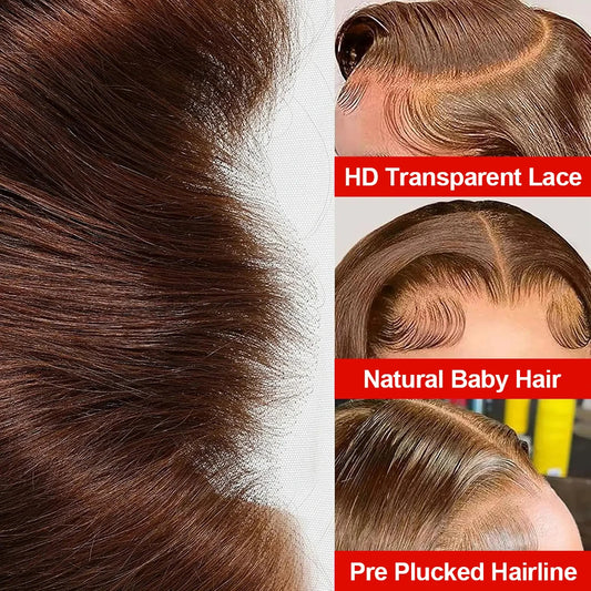 Chocolate Brown Bob Wig | 13x4 HD Lace Straight Brazilian Hair – Floreastore
