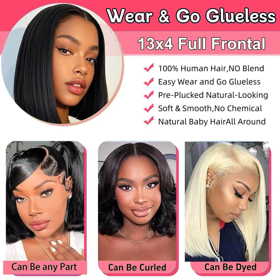 13x4 HD Lace Bob Wig | Straight Glueless Pre-Plucked Human Hair – Floreastore