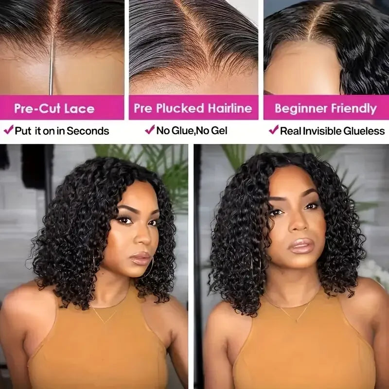 4x4 Bob Wig | Kinky Curly Glueless Pre-Plucked Human Hair – Floreastore