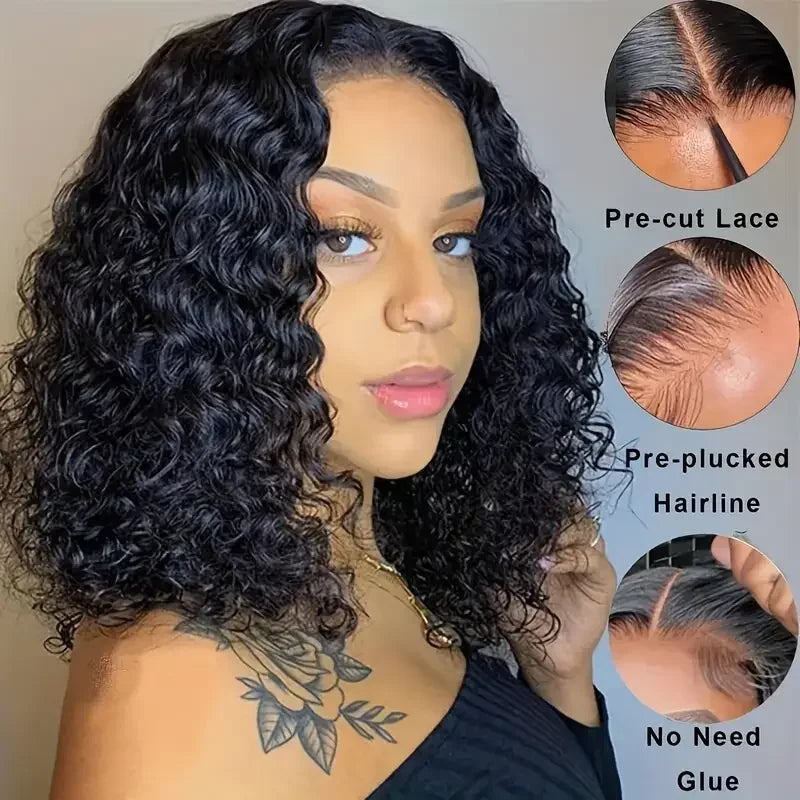 4x4 Bob Wig | Kinky Curly Glueless Pre-Plucked Human Hair – Floreastore