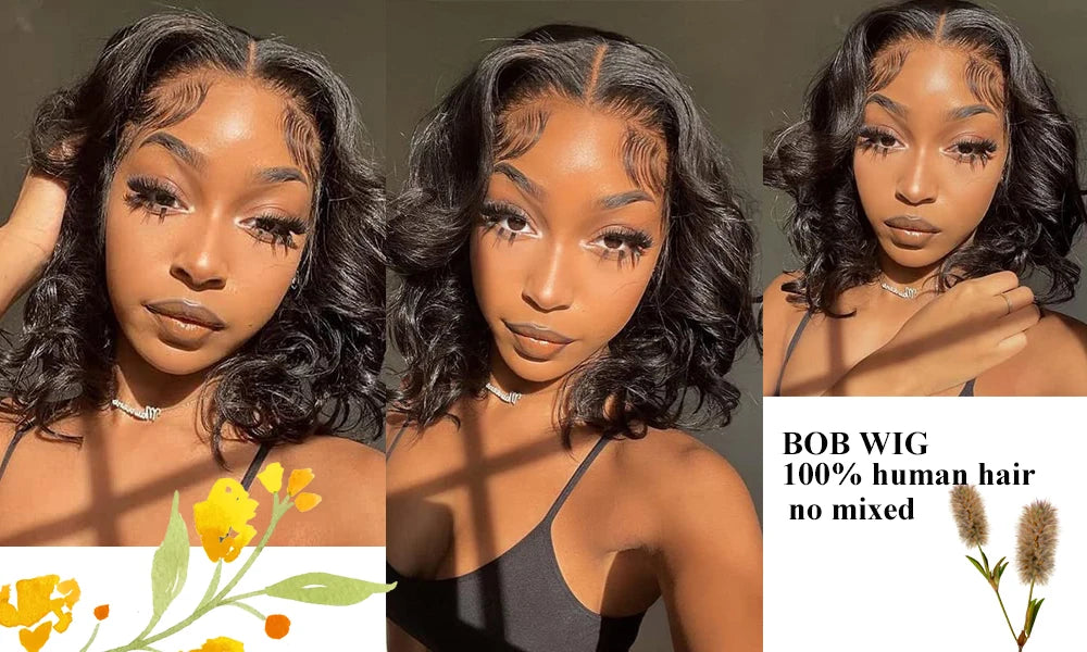 250% Density Bob Wig | Body Wave Glueless 100% Human Hair – Floreastore