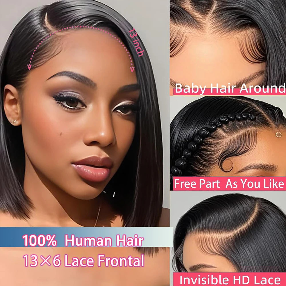 13x4 HD Lace Bob Wig | Straight Glueless Pre-Plucked Human Hair – Floreastore