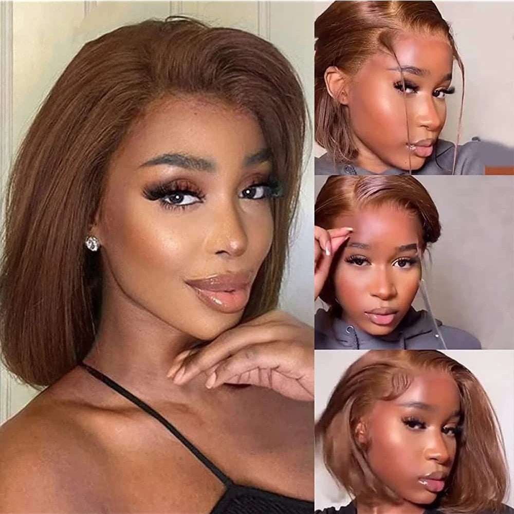 Chocolate Brown Bob Wig | 13x4 HD Lace Straight Brazilian Hair – Floreastore